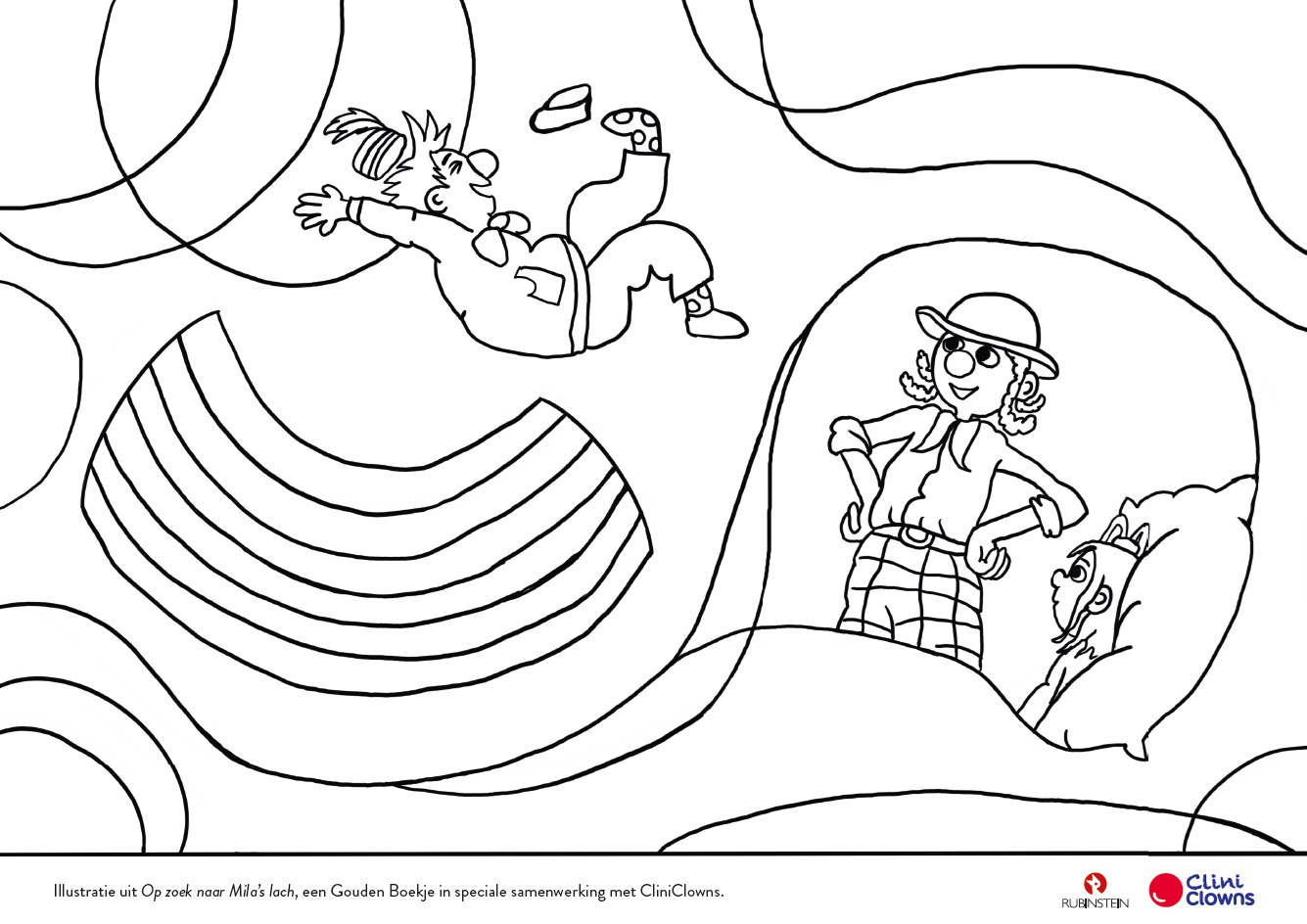 Kleurplaat Op zoek naar Mila's lach